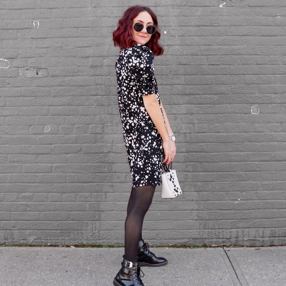 [WhoWhatWear] Puff Sleeve Splatter Print Dress - Picture 3 of 9